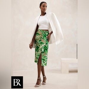 Banana Republic Silky Sarong Midi Skirt (Swirl Abstract)